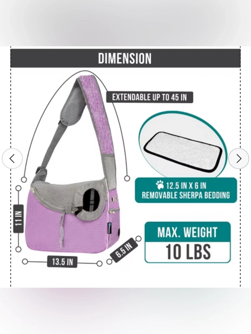 PetAmi Small Dog Sling Carrier, Soft Crossbody Puppy Carrying Purse